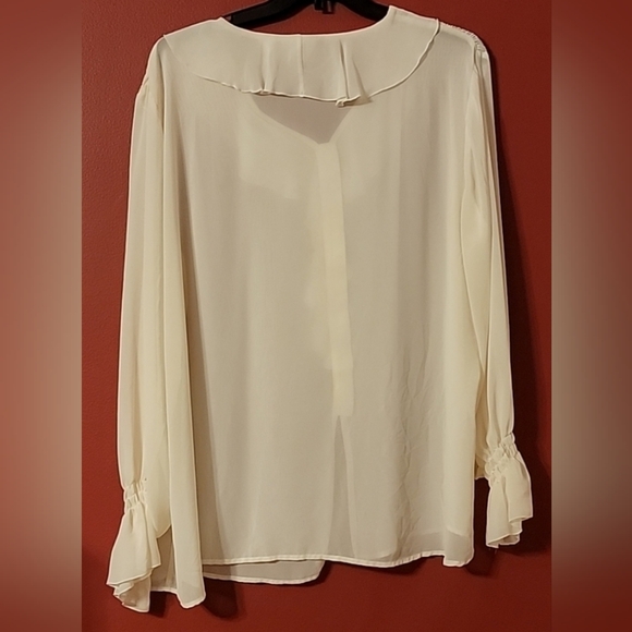 22W Sheer Ruffle chiffon button down blouse plus size - Picture 6 of 6